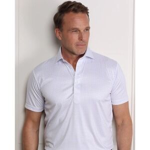 NWT Collars and Co Dress Collar Polo Short Sleeve Lavender White Size XL